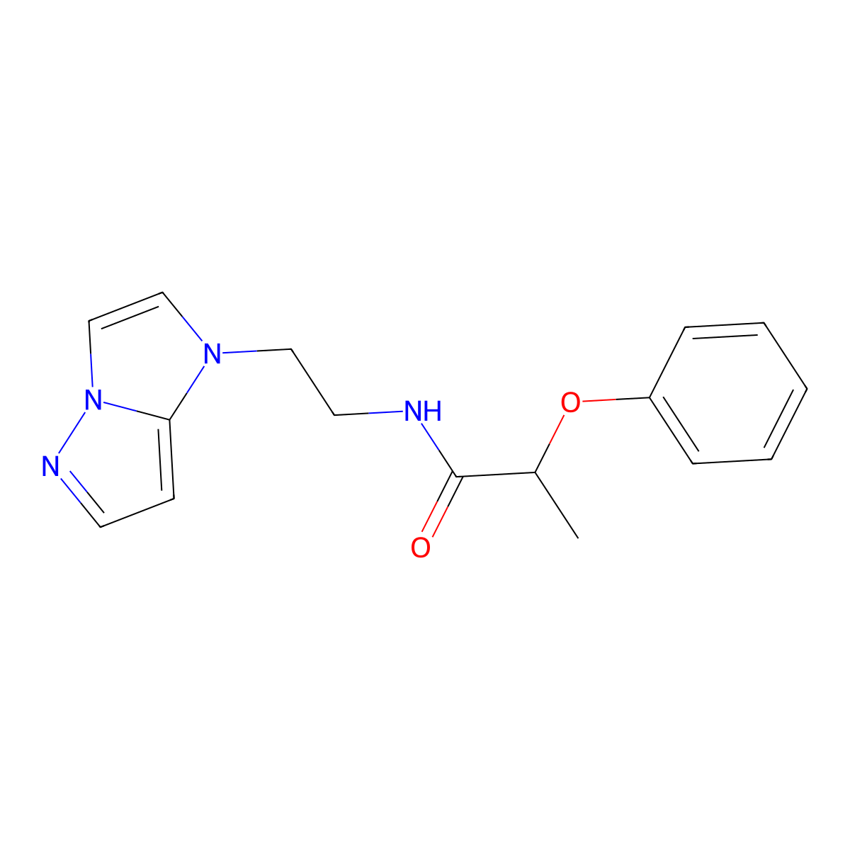 N-(2-(1H-imidazo[1,2-b]pyrazol-1-yl)ethyl)-2-phenoxypropanamide molecular structure, CAS 1797015-32-7