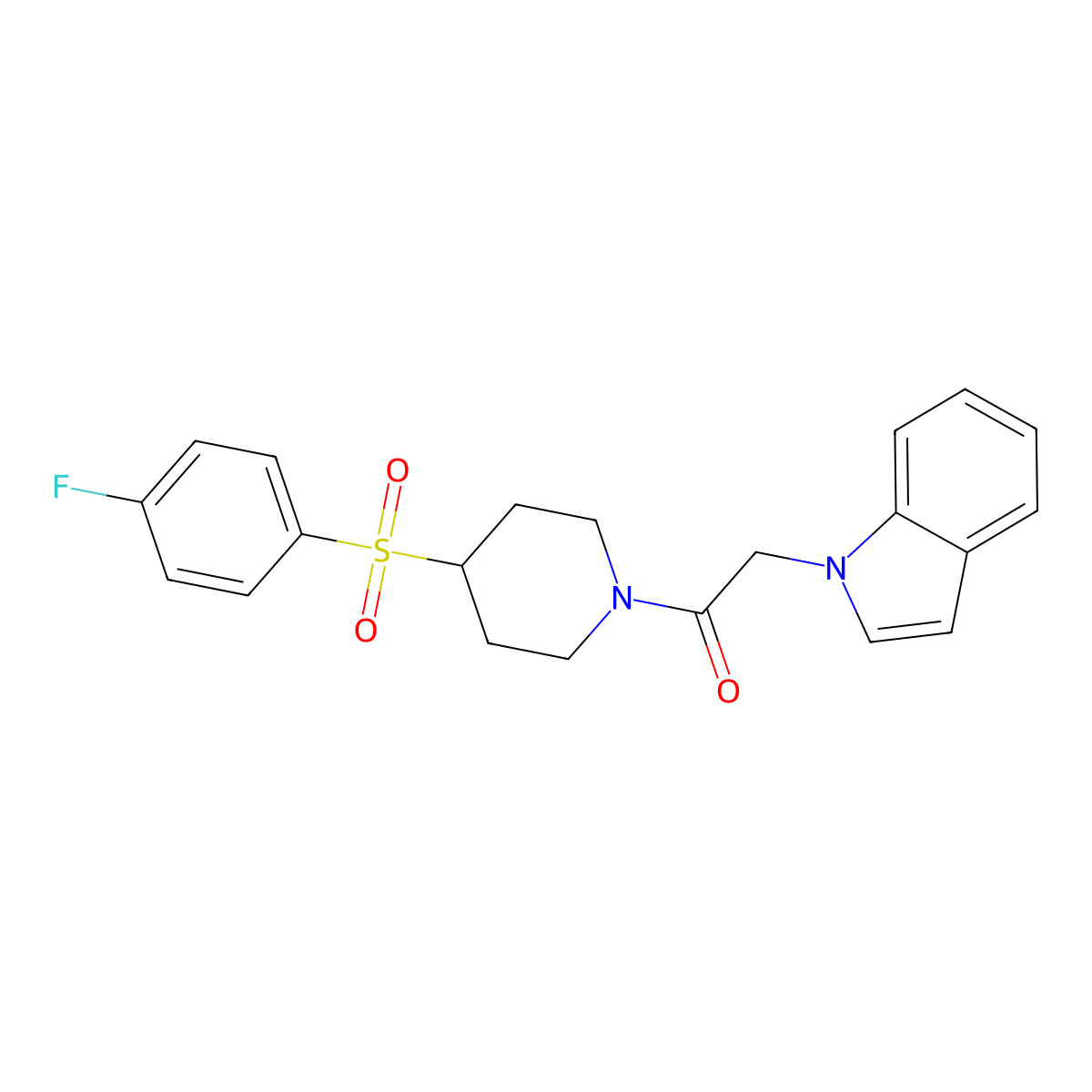 1-(4-((4-fluorophenyl)sulfonyl)piperidin-1-yl)-2-(1H-indol-1-yl)ethanone molecular structure, CAS 1797016-44-4