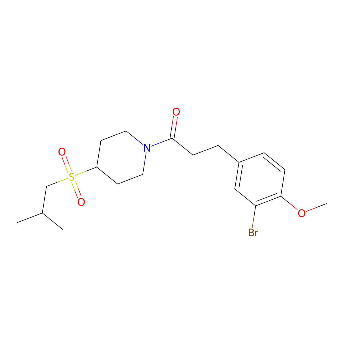 3-(3-Bromo-4-methoxyphenyl)-1-(4-(isobutylsulfonyl)piperidin-1-yl)propan-1-one molecular structure, CAS 1797016-57-9
