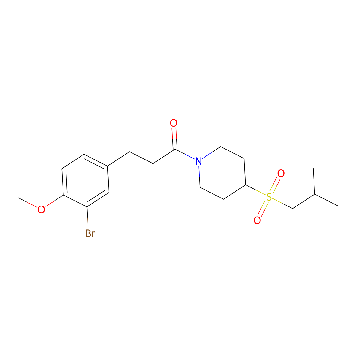 3-(3-Bromo-4-methoxyphenyl)-1-(4-(isobutylsulfonyl)piperidin-1-yl)propan-1-one molecular structure, CAS 1797016-57-9