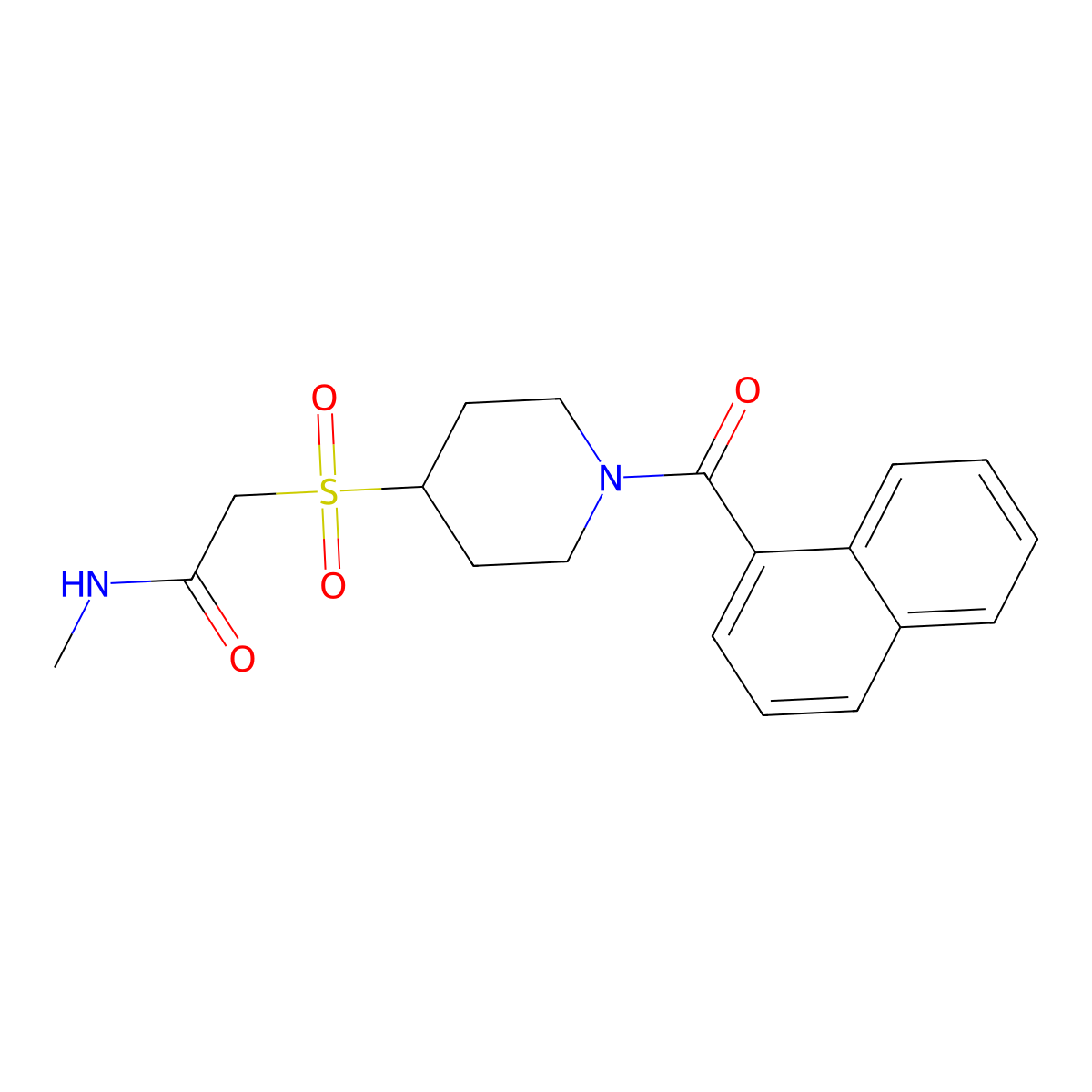 2-((1-(1-naphthoyl)piperidin-4-yl)sulfonyl)-N-methylacetamide molecular structure, CAS 1797016-97-7