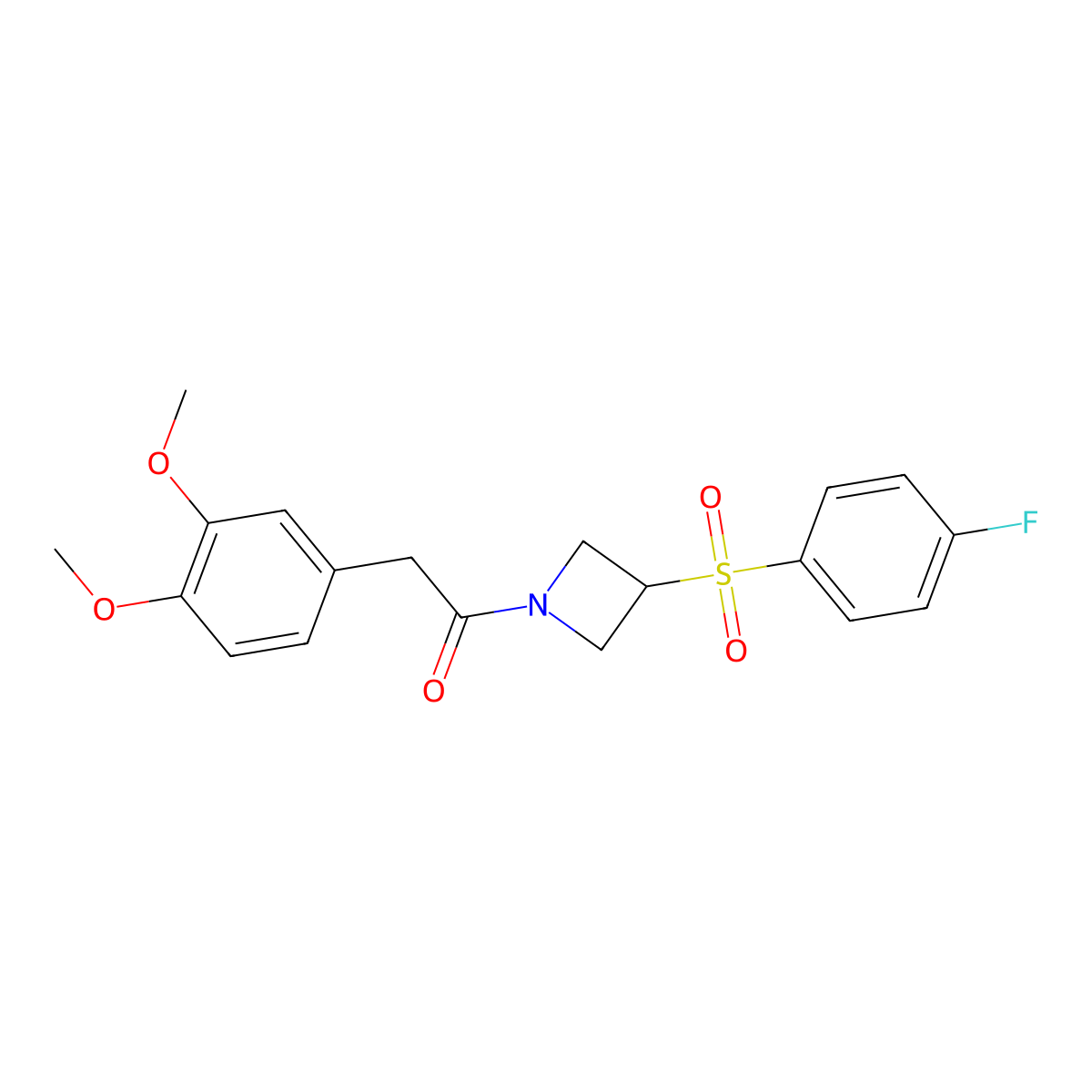 2-(3,4-Dimethoxyphenyl)-1-(3-((4-fluorophenyl)sulfonyl)azetidin-1-yl)ethanone molecular structure, CAS 1797017-06-1