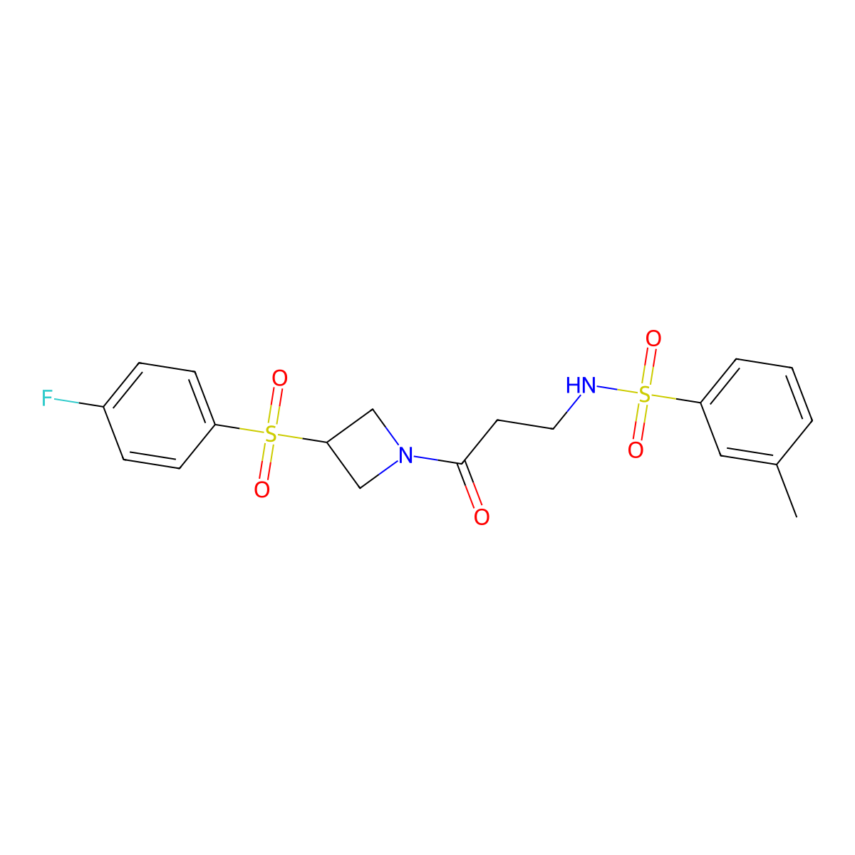 N-(3-(3-((4-fluorophenyl)sulfonyl)azetidin-1-yl)-3-oxopropyl)-3-methylbenzenesulfonamide molecular structure, CAS 1797017-14-1