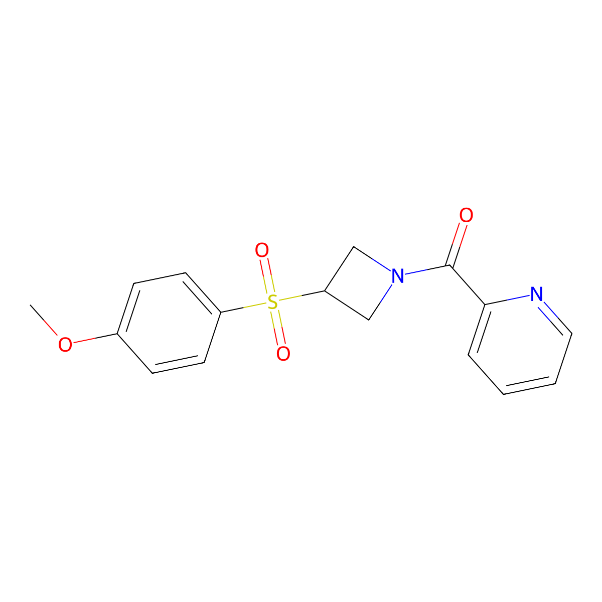 (3-((4-Methoxyphenyl)sulfonyl)azetidin-1-yl)(pyridin-2-yl)methanone molecular structure, CAS 1797017-35-6