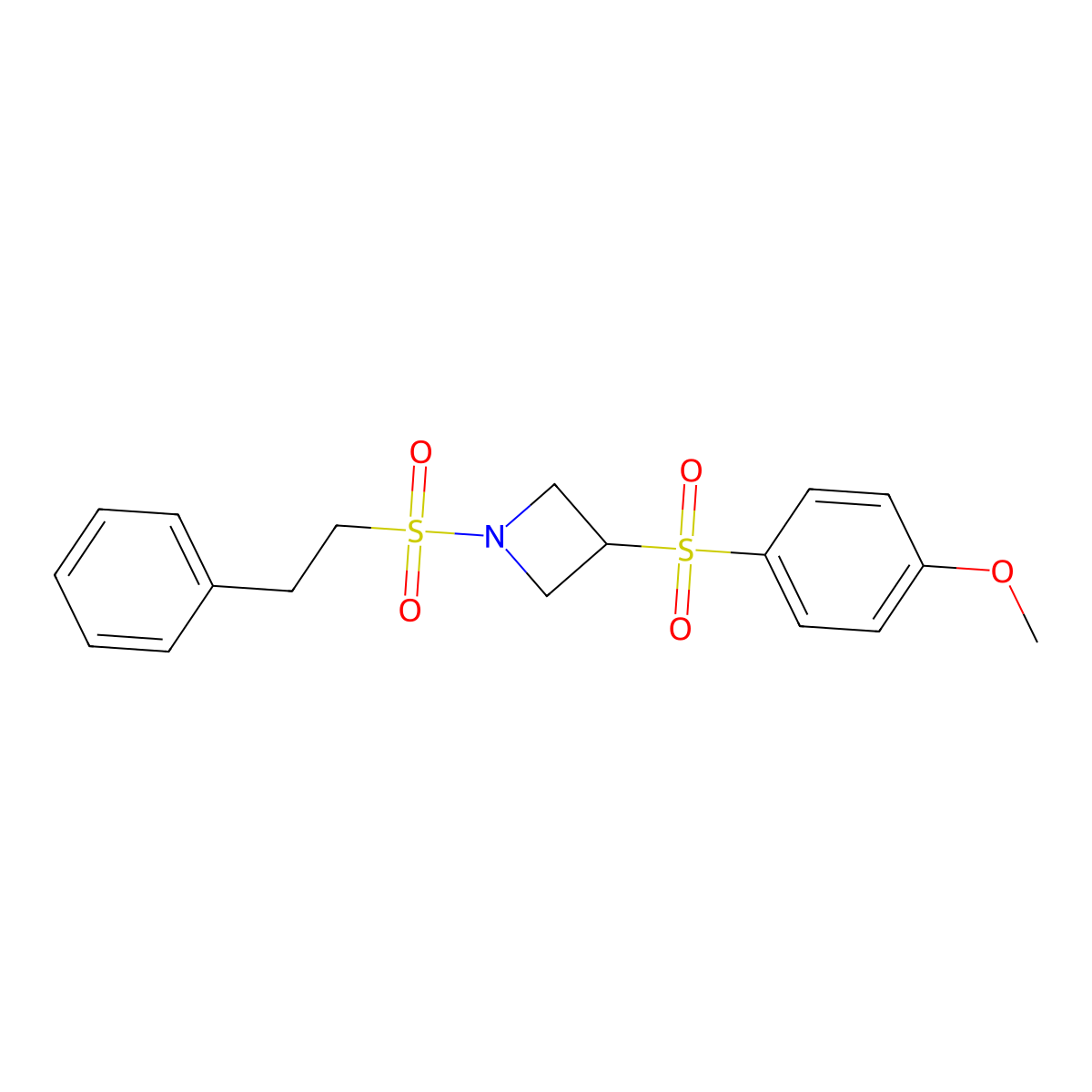 3-((4-Methoxyphenyl)sulfonyl)-1-(phenethylsulfonyl)azetidine molecular structure, CAS 1797017-38-9
