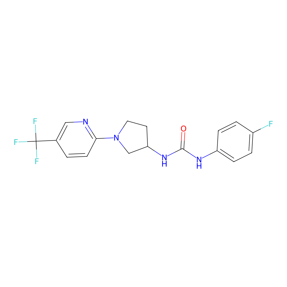 1-(4-Fluorophenyl)-3-(1-(5-(trifluoromethyl)pyridin-2-yl)pyrrolidin-3-yl)urea molecular structure, CAS 1797017-46-9