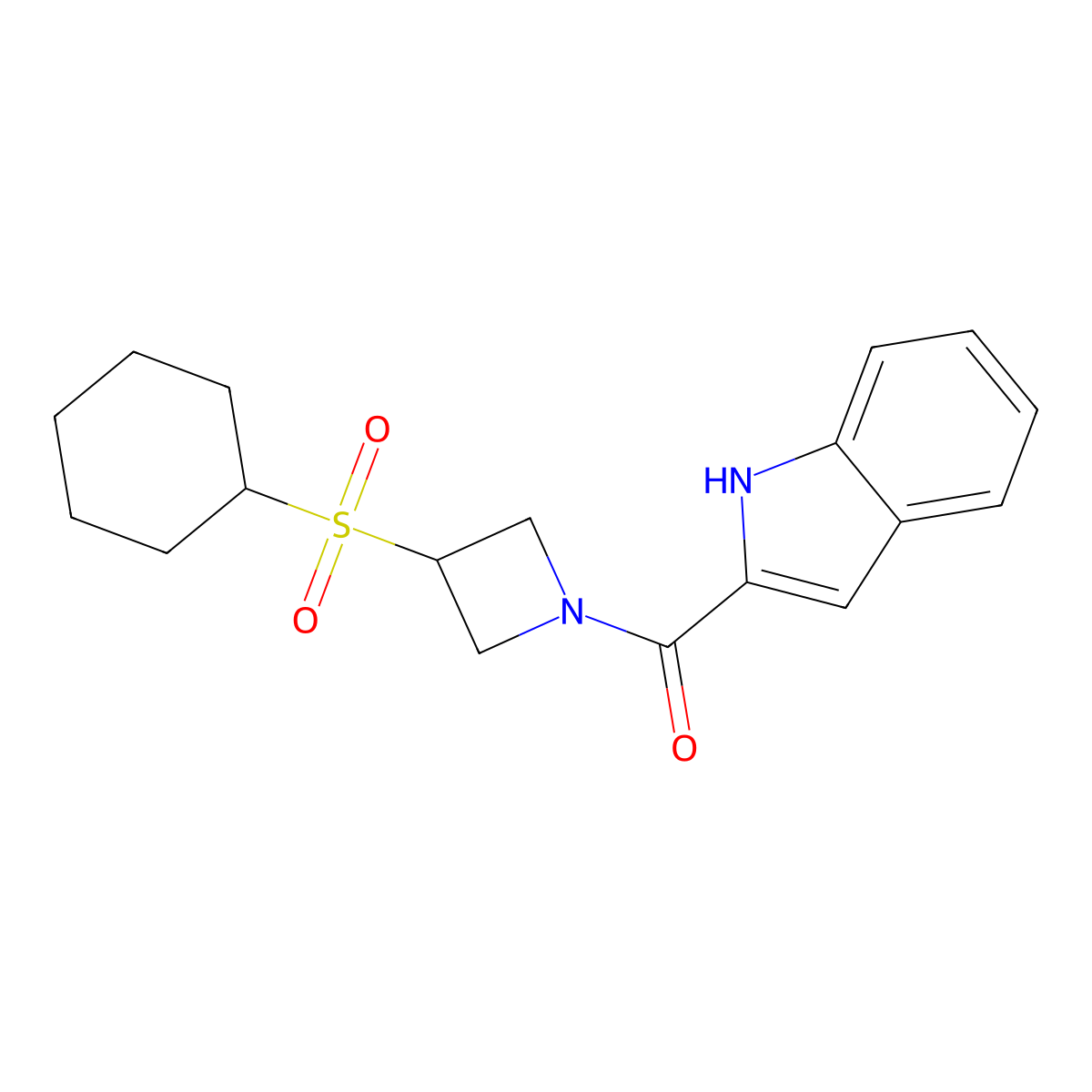 (3-(cyclohexylsulfonyl)azetidin-1-yl)(1H-indol-2-yl)methanone molecular structure, CAS 1797017-66-3