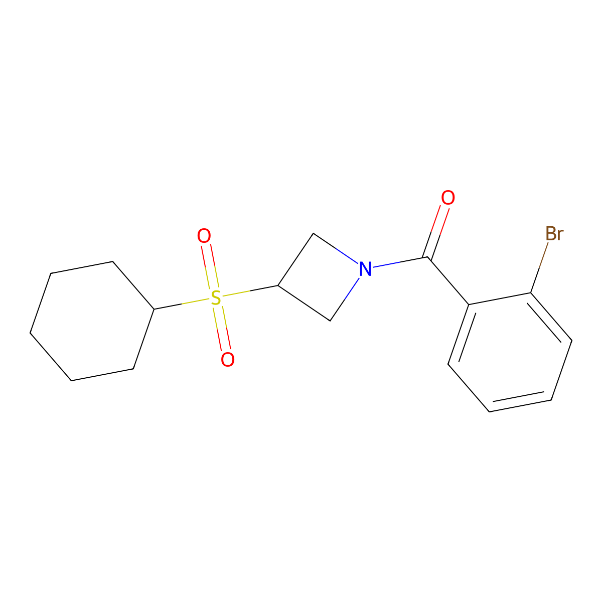 (2-Bromophenyl)(3-(cyclohexylsulfonyl)azetidin-1-yl)methanone molecular structure, CAS 1797017-82-3
