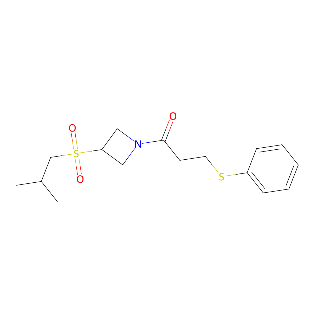 1-(3-(Isobutylsulfonyl)azetidin-1-yl)-3-(phenylthio)propan-1-one molecular structure, CAS 1797017-92-5