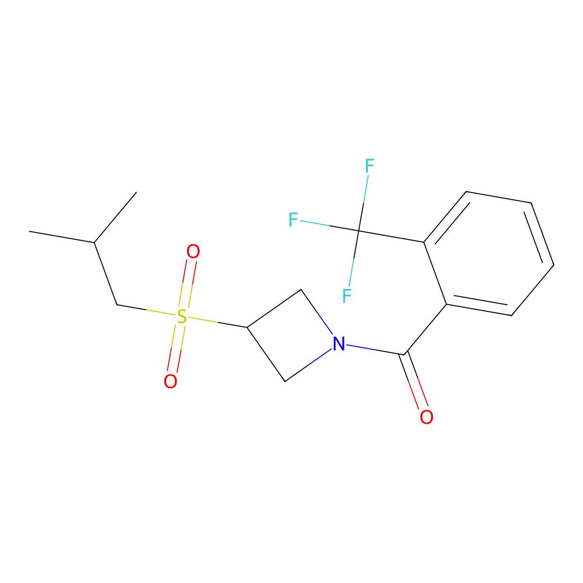 (3-(Isobutylsulfonyl)azetidin-1-yl)(2-(trifluoromethyl)phenyl)methanone molecular structure, CAS 1797018-01-9