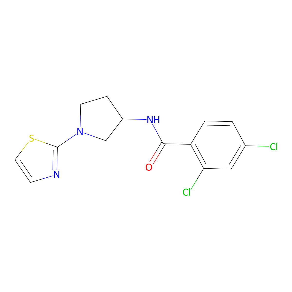 2,4-Dichloro-N-[1-(1,3-thiazol-2-yl)pyrrolidin-3-yl]benzamide molecular structure, CAS 1797018-63-3