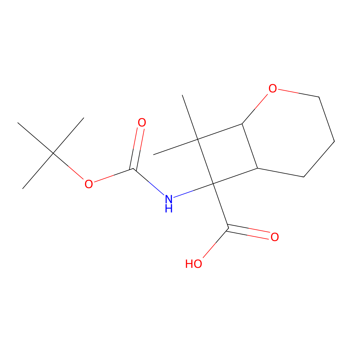 7-{[(Tert-butoxy)carbonyl]amino}-8,8-dimethyl-2-oxabicyclo[4.2.0]octane-7-carboxylic acid molecular structure, CAS 1797019-22-7