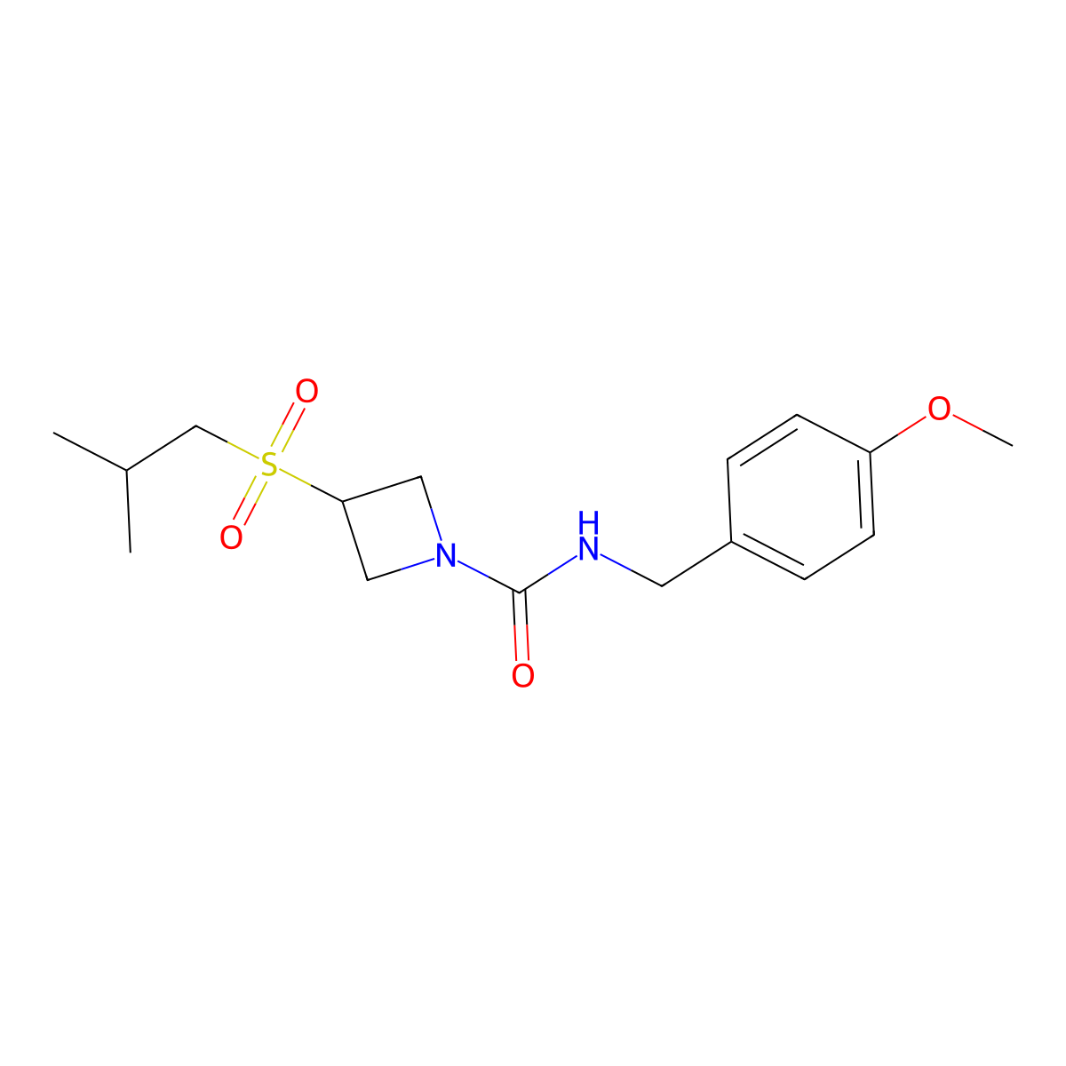 3-(isobutylsulfonyl)-N-(4-methoxybenzyl)azetidine-1-carboxamide molecular structure, CAS 1797020-06-4
