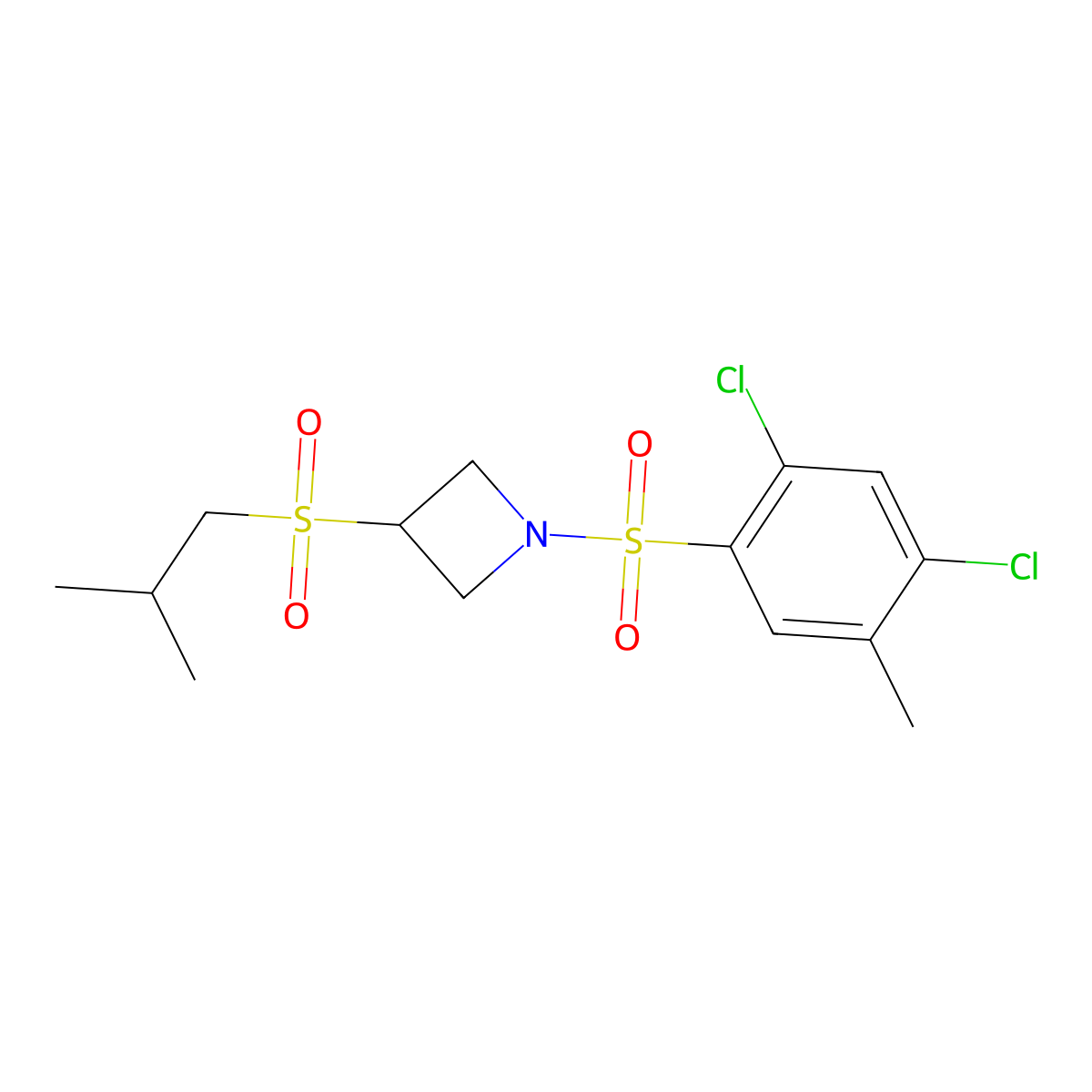 1-((2,4-Dichloro-5-methylphenyl)sulfonyl)-3-(isobutylsulfonyl)azetidine molecular structure, CAS 1797020-16-6