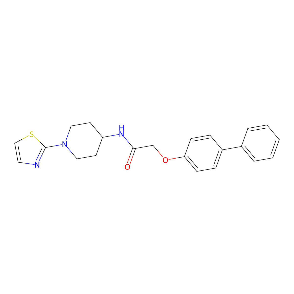 2-([1,1'-biphenyl]-4-yloxy)-N-(1-(thiazol-2-yl)piperidin-4-yl)acetamide molecular structure, CAS 1797020-43-9