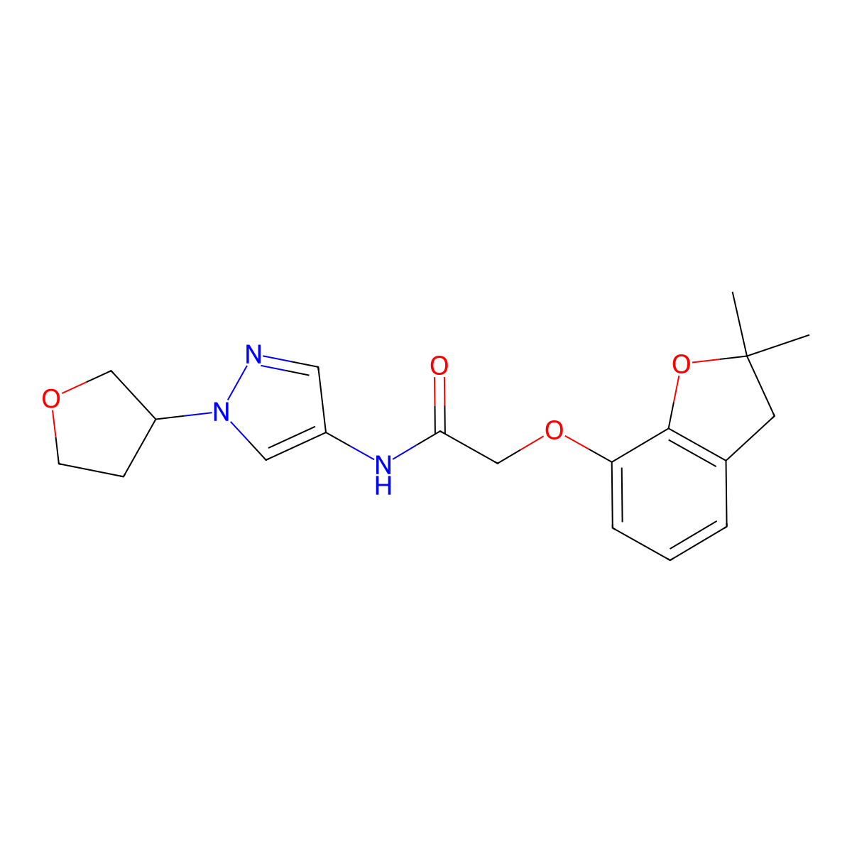 2-[(2,2-dimethyl-2,3-dihydro-1-benzofuran-7-yl)oxy]-N-[1-(oxolan-3-yl)-1H-pyrazol-4-yl]acetamide molecular structure, CAS 1797020-46-2