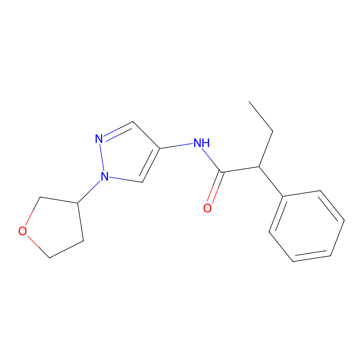 N-[1-(oxolan-3-yl)-1H-pyrazol-4-yl]-2-phenylbutanamide molecular structure, CAS 1797020-57-5