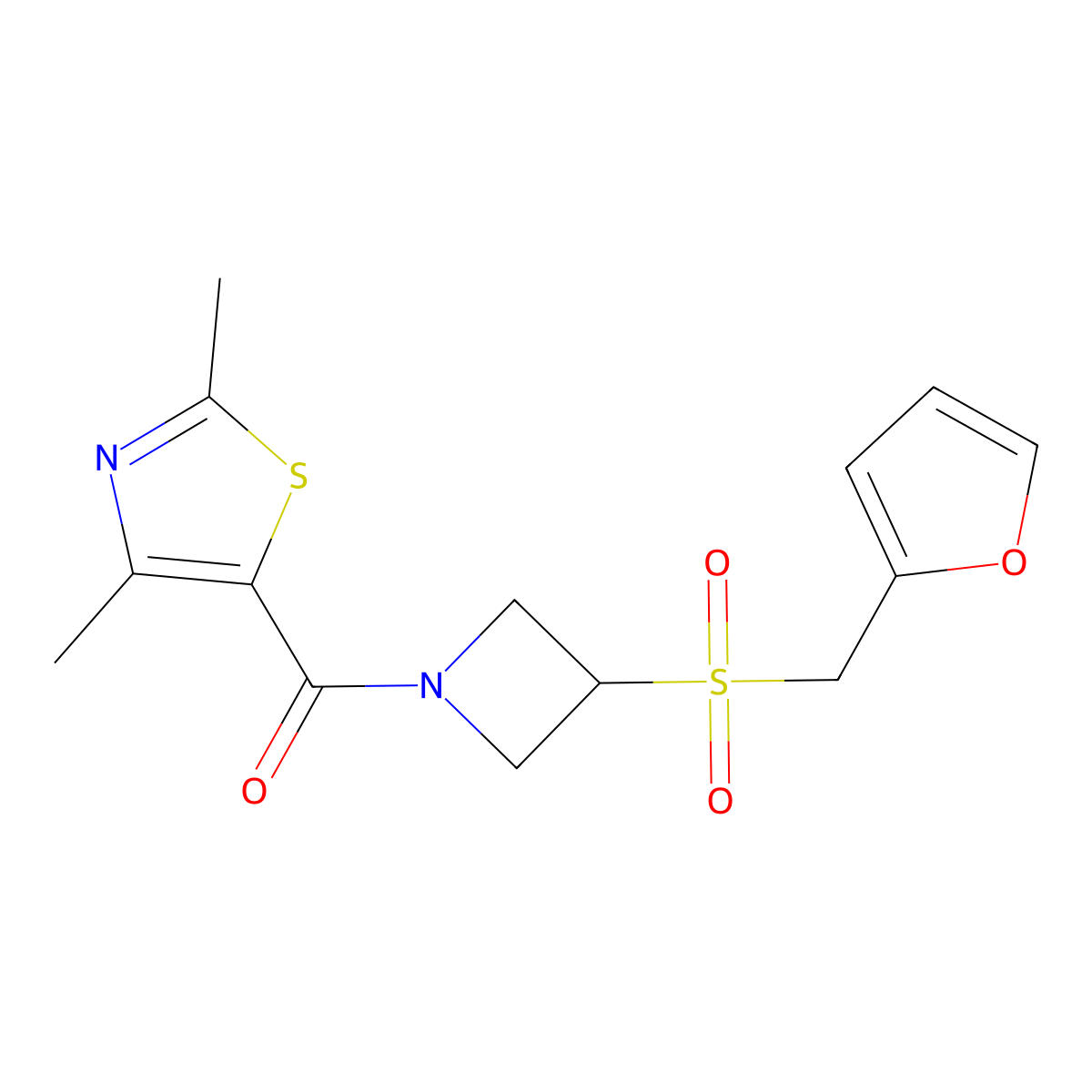 (2,4-Dimethylthiazol-5-yl)(3-((furan-2-ylmethyl)sulfonyl)azetidin-1-yl)methanone molecular structure, CAS 1797020-63-3