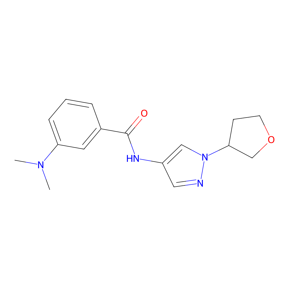 3-(dimethylamino)-N-[1-(oxolan-3-yl)-1H-pyrazol-4-yl]benzamide molecular structure, CAS 1797020-69-9