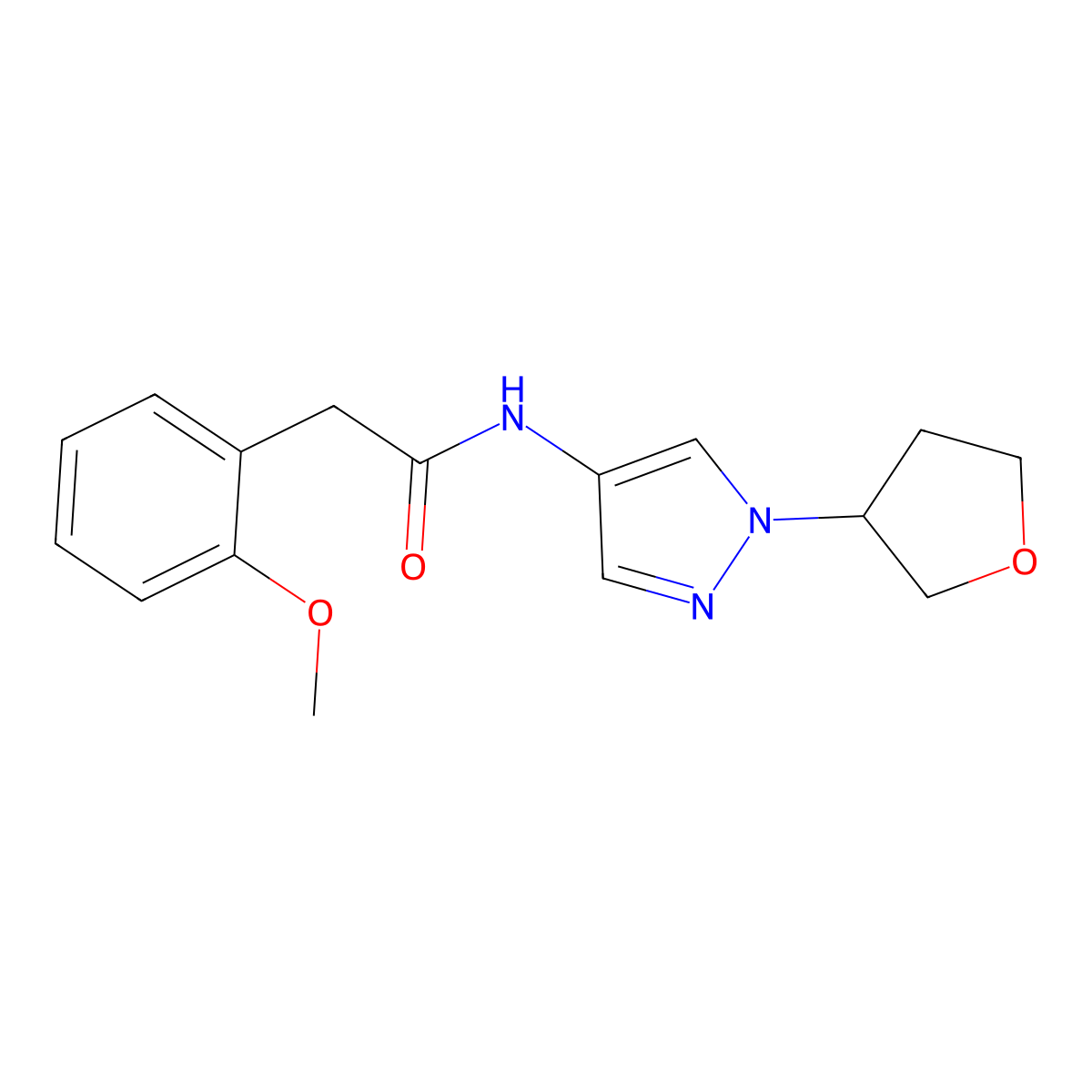 2-(2-methoxyphenyl)-N-[1-(oxolan-3-yl)-1H-pyrazol-4-yl]acetamide molecular structure, CAS 1797020-74-6