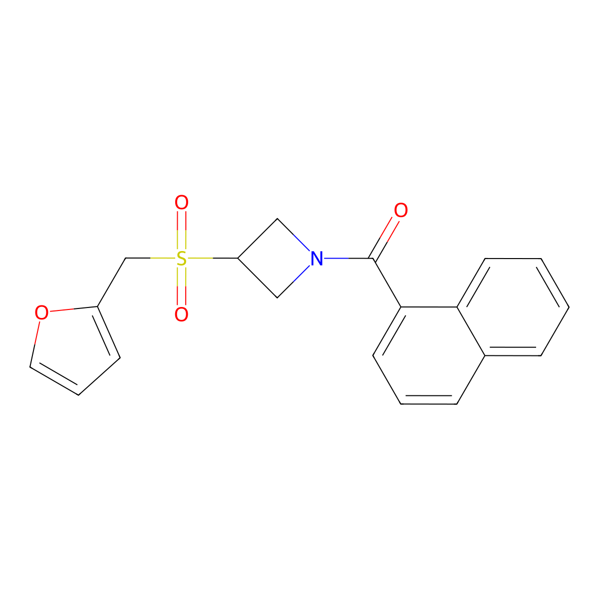 (3-((Furan-2-ylmethyl)sulfonyl)azetidin-1-yl)(naphthalen-1-yl)methanone molecular structure, CAS 1797020-75-7