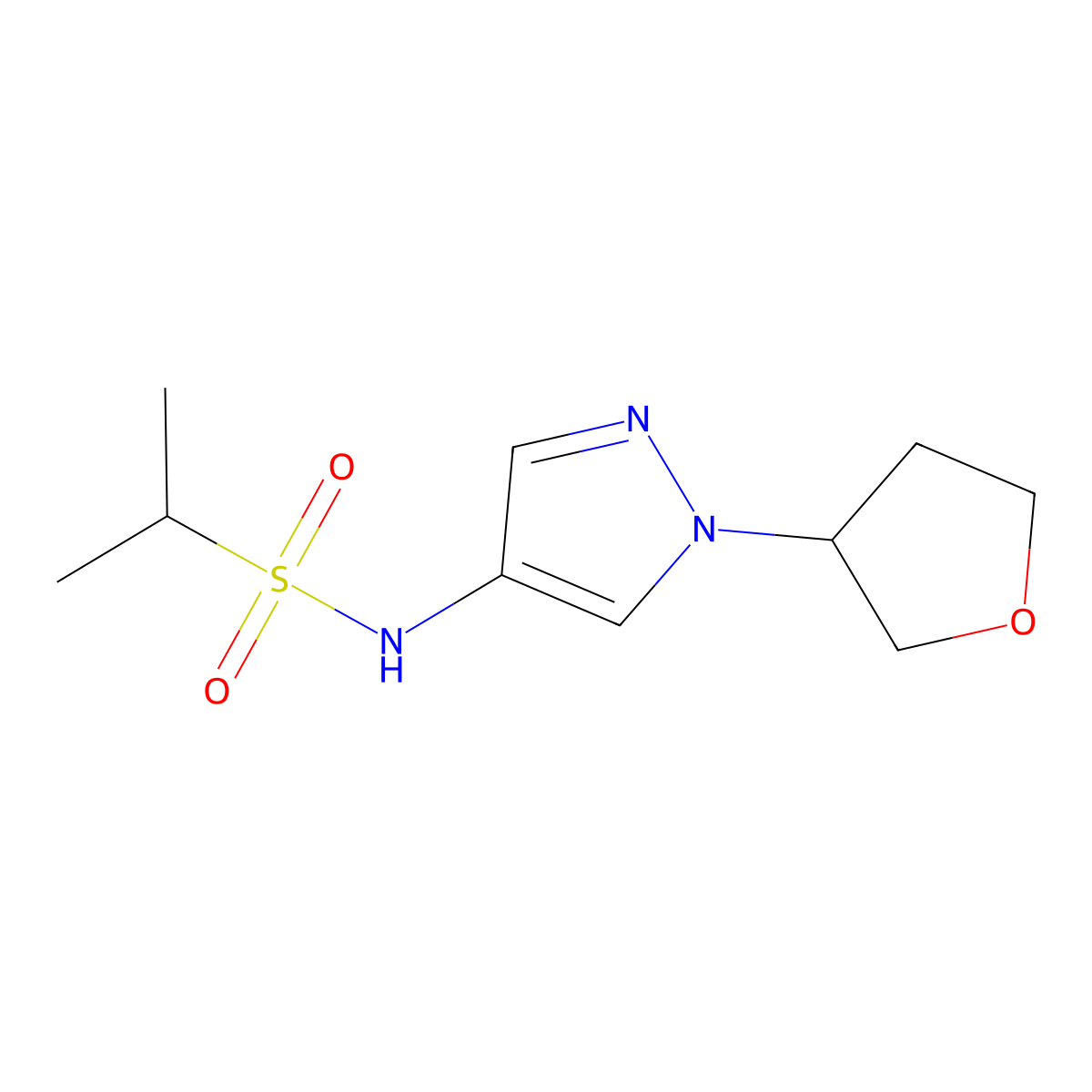 N-(1-(tetrahydrofuran-3-yl)-1H-pyrazol-4-yl)propane-2-sulfonamide molecular structure, CAS 1797020-97-3