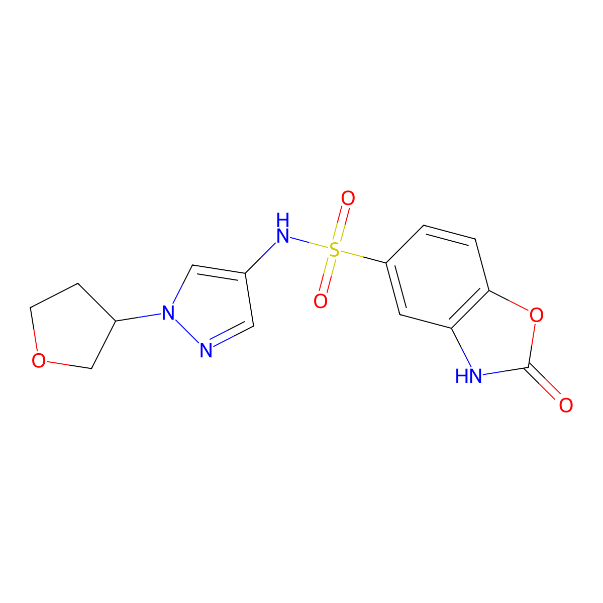 2-oxo-N-(1-(tetrahydrofuran-3-yl)-1H-pyrazol-4-yl)-2,3-dihydrobenzo[d]oxazole-5-sulfonamide molecular structure, CAS 1797021-32-9