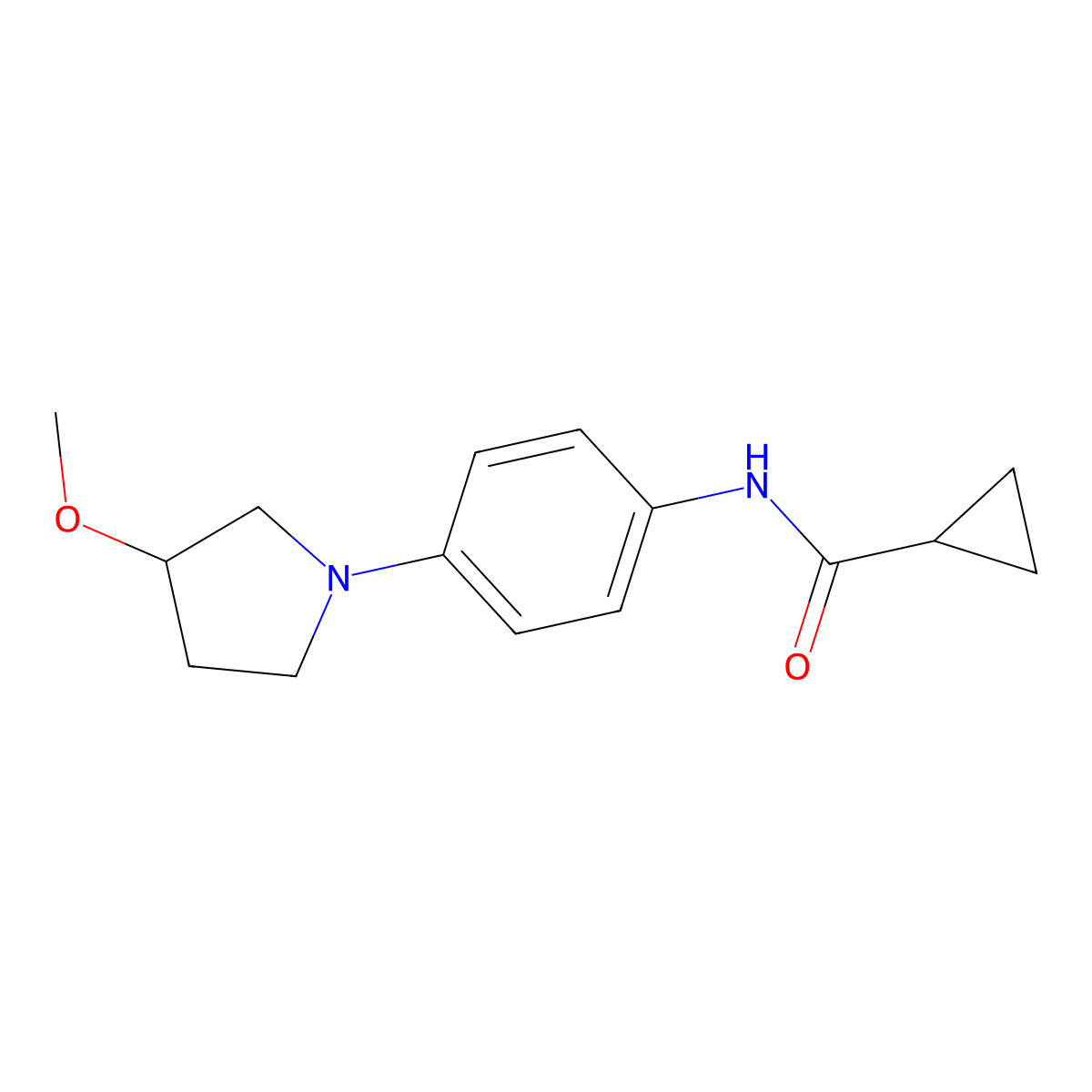 N-(4-(3-methoxypyrrolidin-1-yl)phenyl)cyclopropanecarboxamide molecular structure, CAS 1797021-35-2