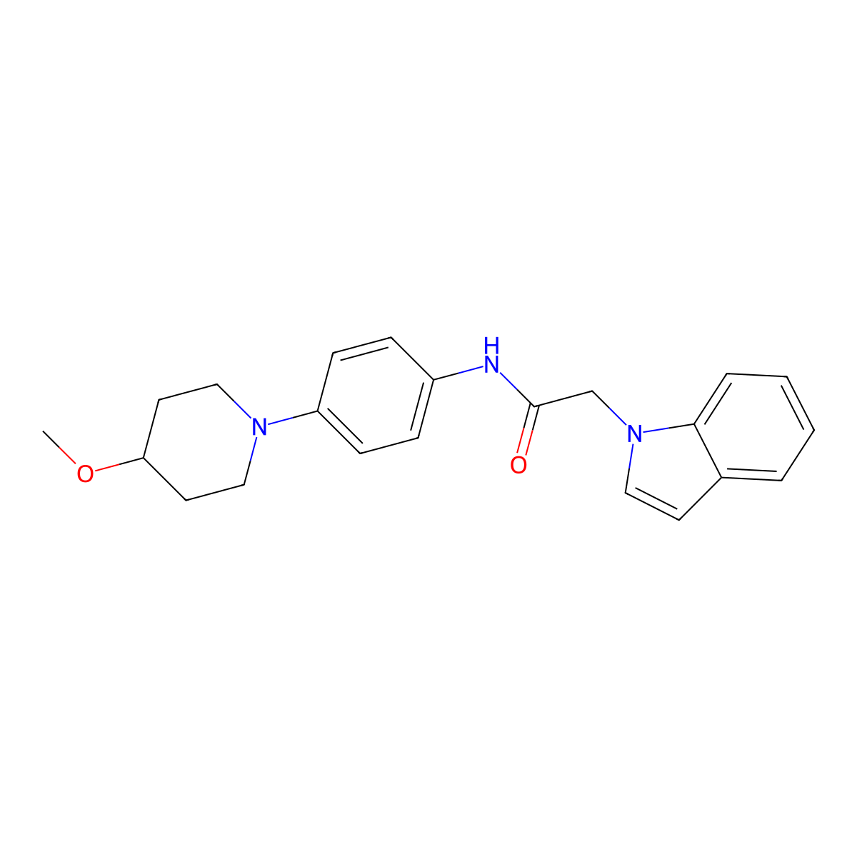2-(1H-indol-1-yl)-N-(4-(4-methoxypiperidin-1-yl)phenyl)acetamide molecular structure, CAS 1797021-55-6