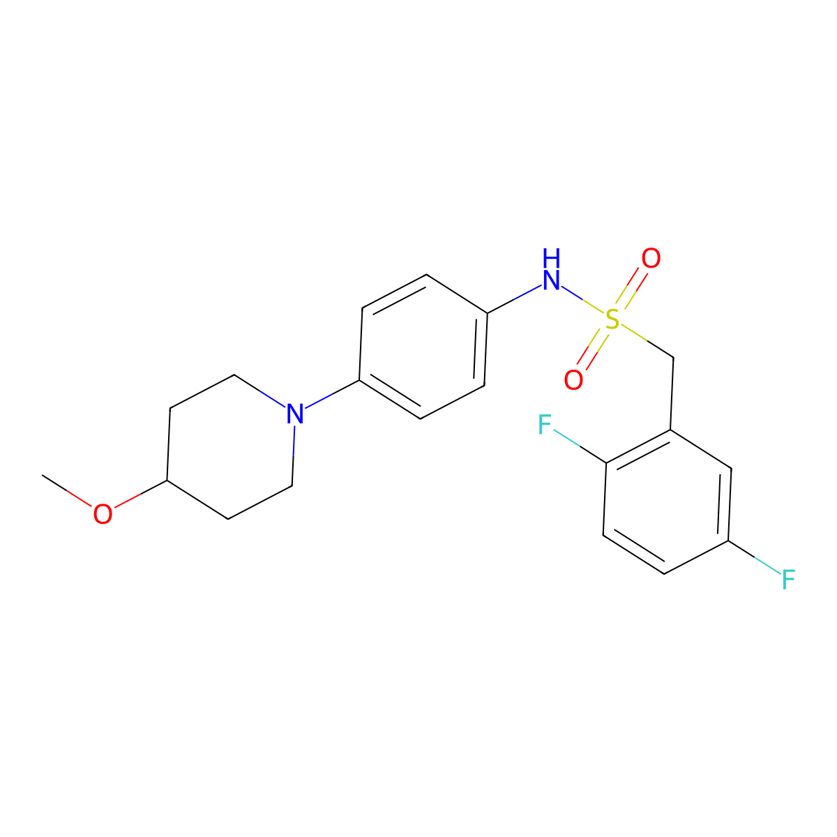 1-(2,5-Difluorophenyl)-N-[4-(4-methoxypiperidin-1-YL)phenyl]methanesulfonamide molecular structure, CAS 1797021-66-9
