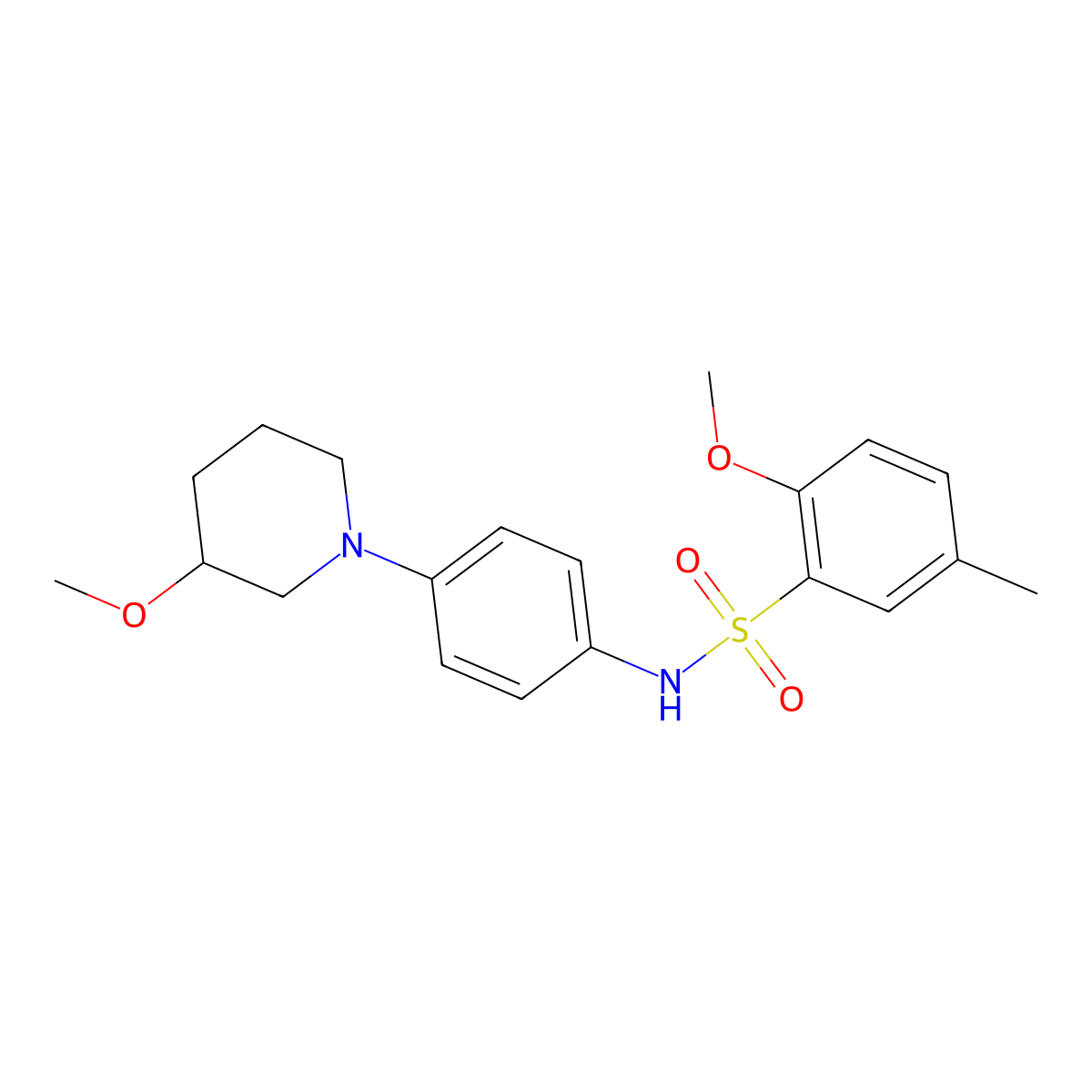 2-methoxy-N-(4-(3-methoxypiperidin-1-yl)phenyl)-5-methylbenzenesulfonamide molecular structure, CAS 1797022-11-7