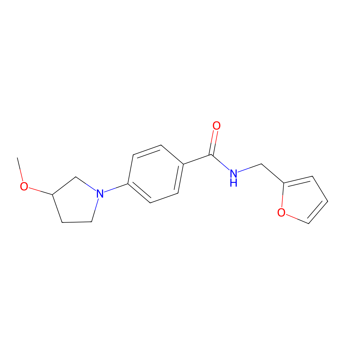 N-(furan-2-ylmethyl)-4-(3-methoxypyrrolidin-1-yl)benzamide molecular structure, CAS 1797022-15-1