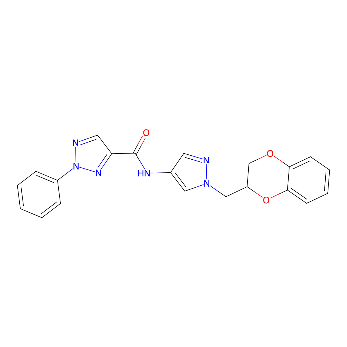 N-(1-((2,3-dihydrobenzo[b][1,4]dioxin-2-yl)methyl)-1H-pyrazol-4-yl)-2-phenyl-2H-1,2,3-triazole-4-carboxamide molecular structure, CAS 1797022-48-0