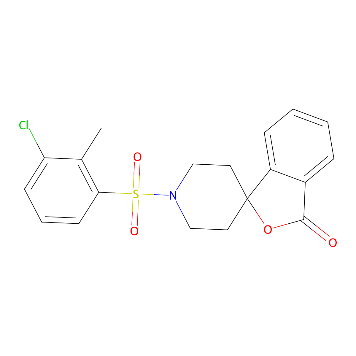 1'-((3-chloro-2-methylphenyl)sulfonyl)-3H-spiro[isobenzofuran-1,4'-piperidin]-3-one molecular structure, CAS 1797022-56-0