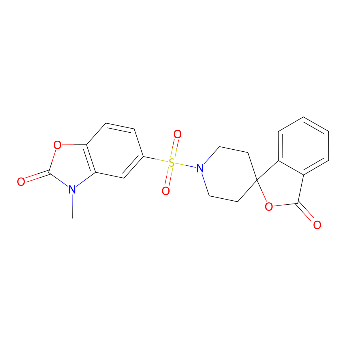 1'-((3-methyl-2-oxo-2,3-dihydrobenzo[d]oxazol-5-yl)sulfonyl)-3H-spiro[isobenzofuran-1,4'-piperidin]-3-one molecular structure, CAS 1797022-62-8