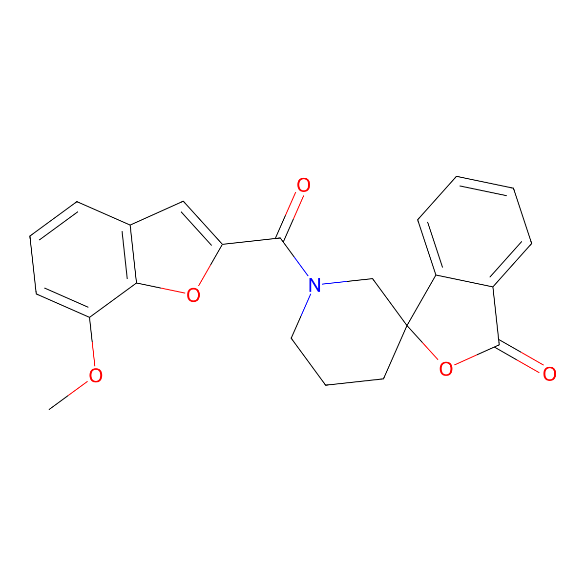 1'-(7-methoxybenzofuran-2-carbonyl)-3H-spiro[isobenzofuran-1,3'-piperidin]-3-one molecular structure, CAS 1797022-86-6