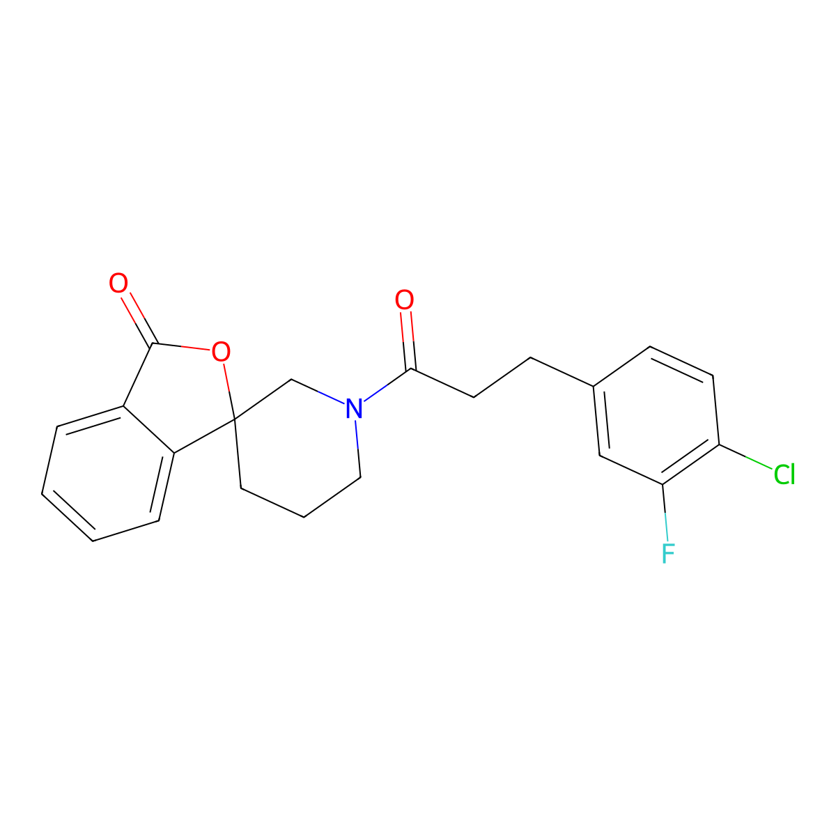 1'-[3-(4-chloro-3-fluorophenyl)propanoyl]-3H-spiro[2-benzofuran-1,3'-piperidine]-3-one molecular structure, CAS 1797022-92-4