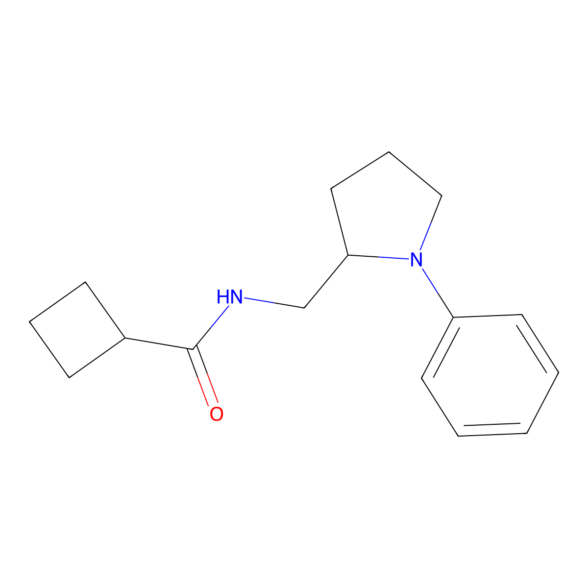 N-[(1-phenylpyrrolidin-2-yl)methyl]cyclobutanecarboxamide molecular structure, CAS 1797023-28-9