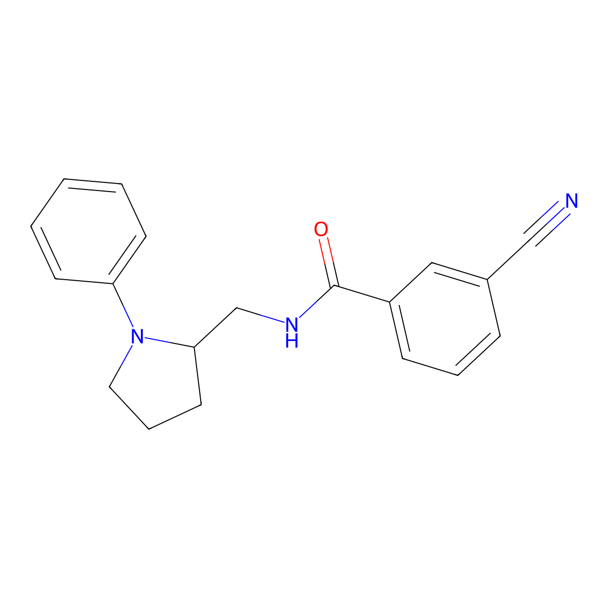 3-cyano-N-[(1-phenylpyrrolidin-2-yl)methyl]benzamide molecular structure, CAS 1797023-56-3