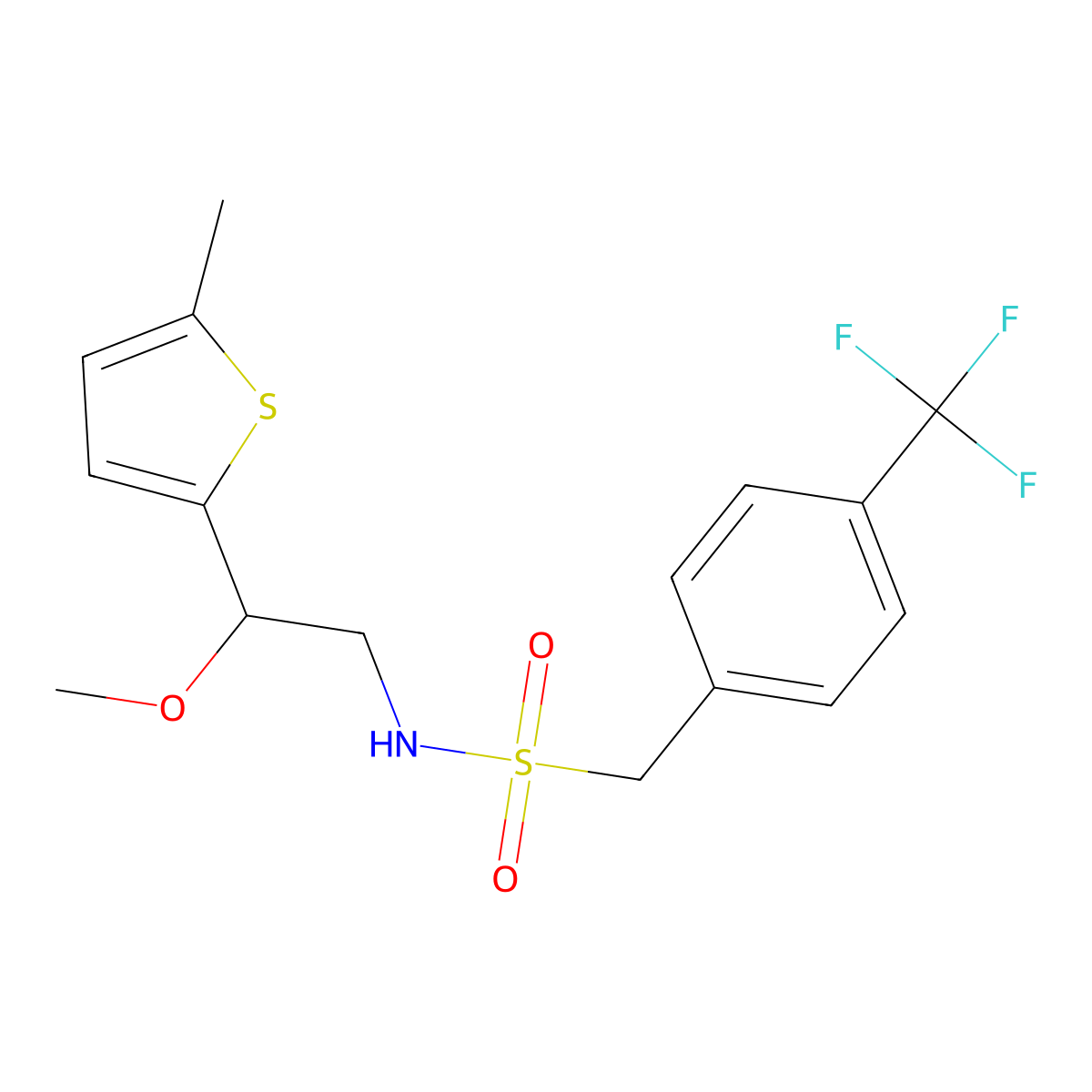 N-[2-Methoxy-2-(5-methylthiophen-2-YL)ethyl]-1-[4-(trifluoromethyl)phenyl]methanesulfonamide molecular structure, CAS 1797023-72-3
