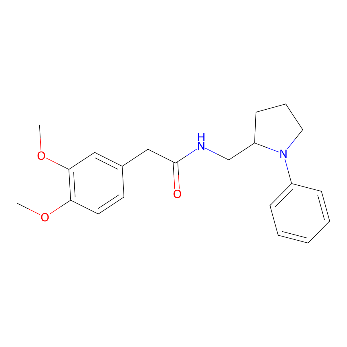 2-(3,4-dimethoxyphenyl)-N-[(1-phenylpyrrolidin-2-yl)methyl]acetamide molecular structure, CAS 1797023-75-6