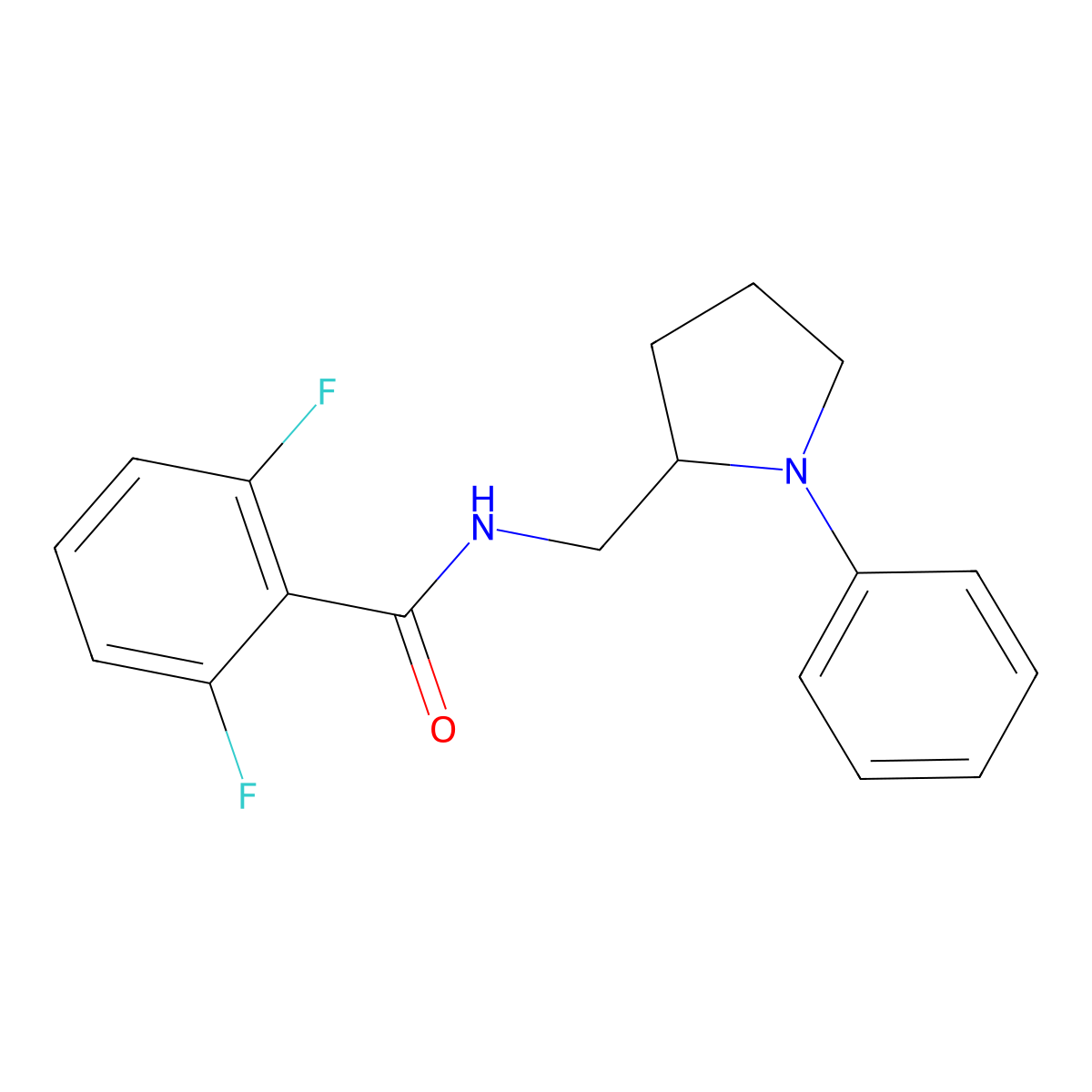 2,6-Difluoro-N-[(1-phenylpyrrolidin-2-yl)methyl]benzamide molecular structure, CAS 1797024-12-4