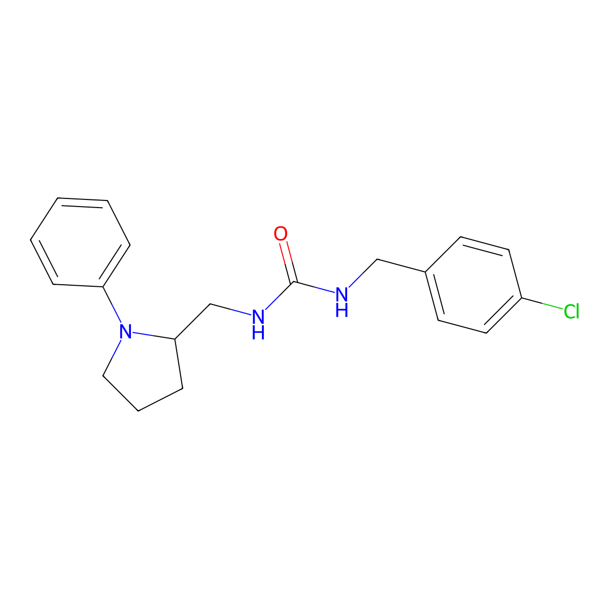 1-(4-Chlorobenzyl)-3-((1-phenylpyrrolidin-2-yl)methyl)urea molecular structure, CAS 1797024-46-4