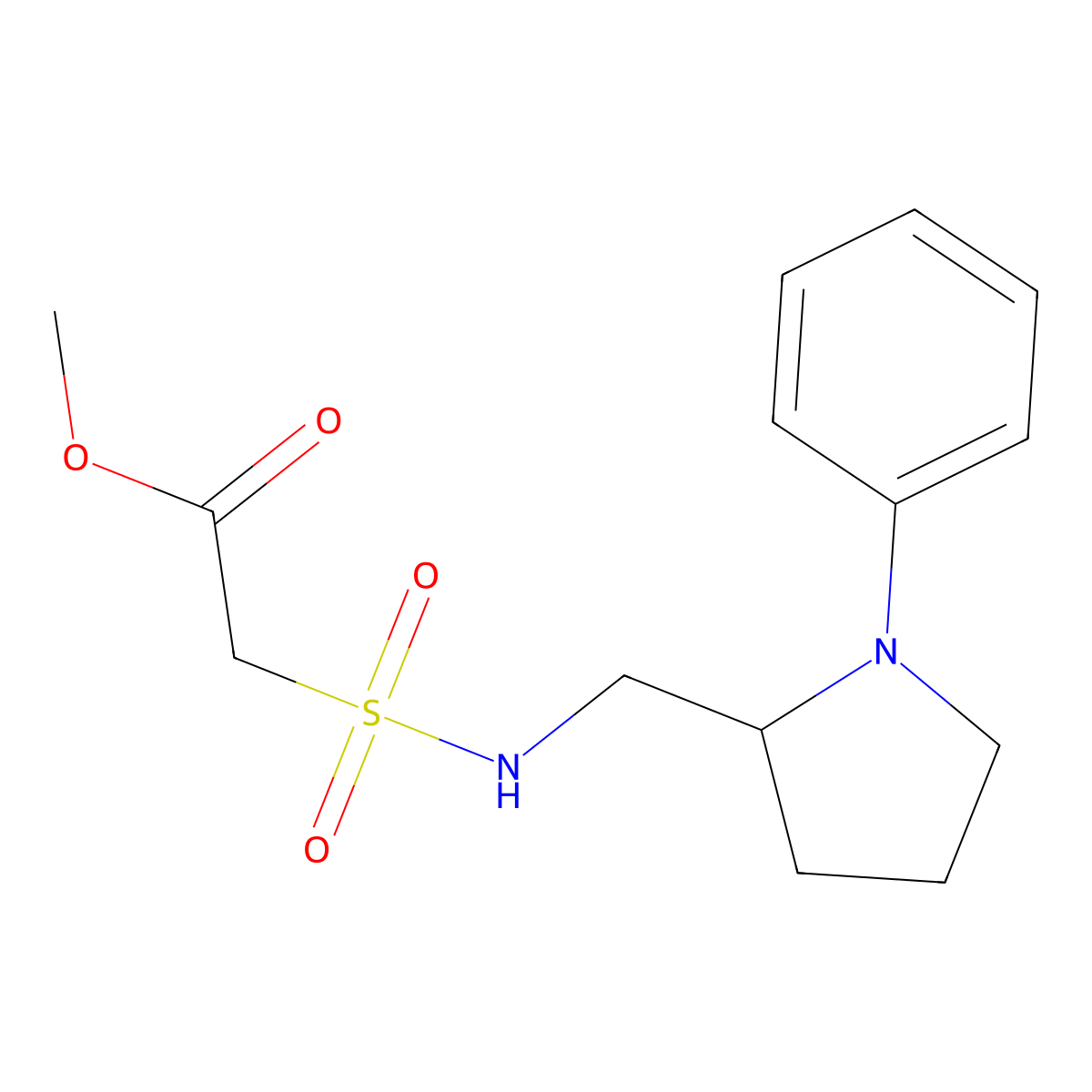 methyl 2-(N-((1-phenylpyrrolidin-2-yl)methyl)sulfamoyl)acetate molecular structure, CAS 1797024-64-6