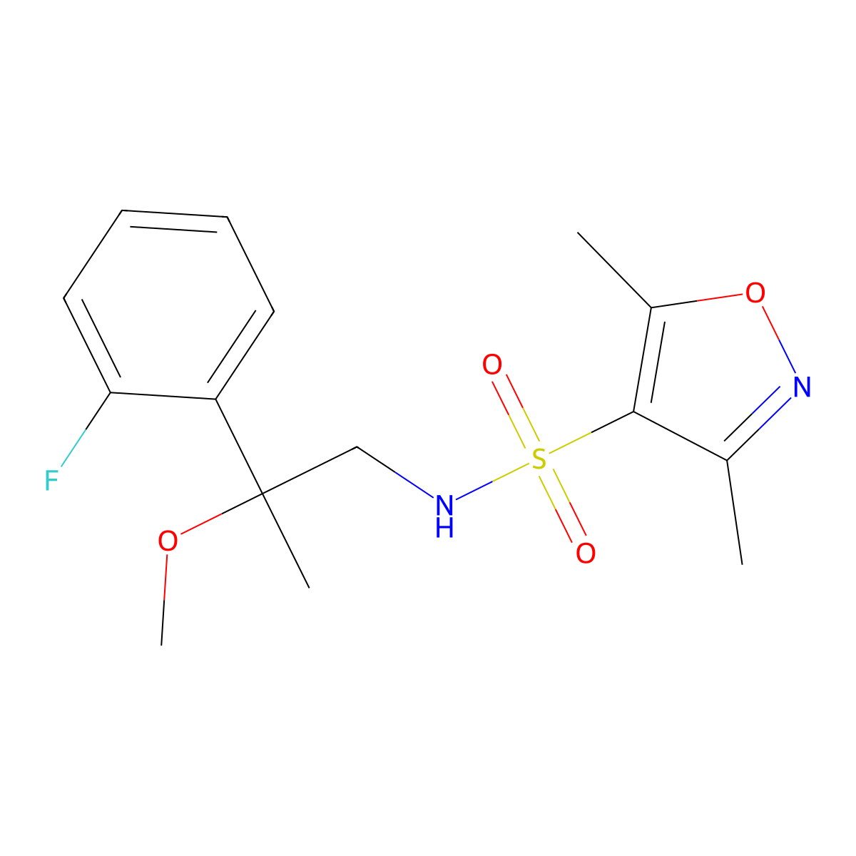 N-(2-(2-fluorophenyl)-2-methoxypropyl)-3,5-dimethylisoxazole-4-sulfonamide molecular structure, CAS 1797025-25-2