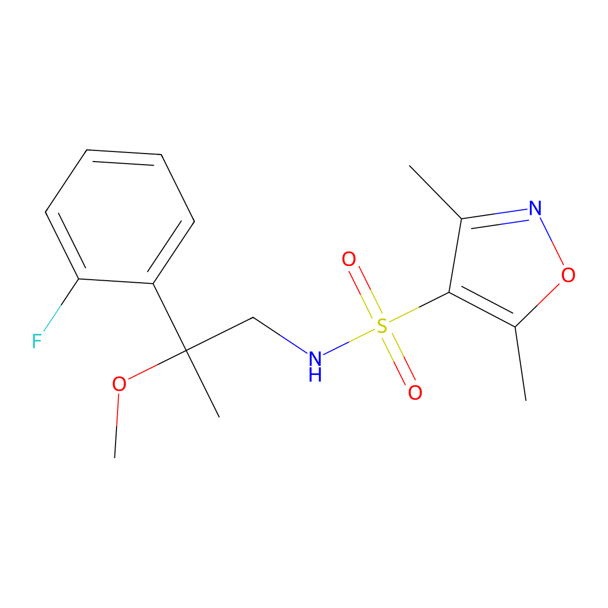 N-(2-(2-fluorophenyl)-2-methoxypropyl)-3,5-dimethylisoxazole-4-sulfonamide molecular structure, CAS 1797025-25-2