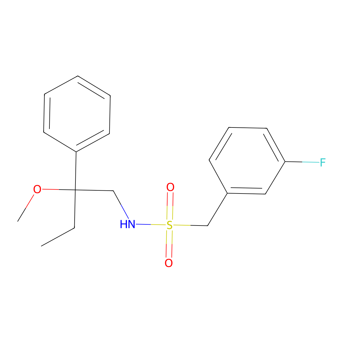 1-(3-fluorophenyl)-N-(2-methoxy-2-phenylbutyl)methanesulfonamide molecular structure, CAS 1797025-49-0