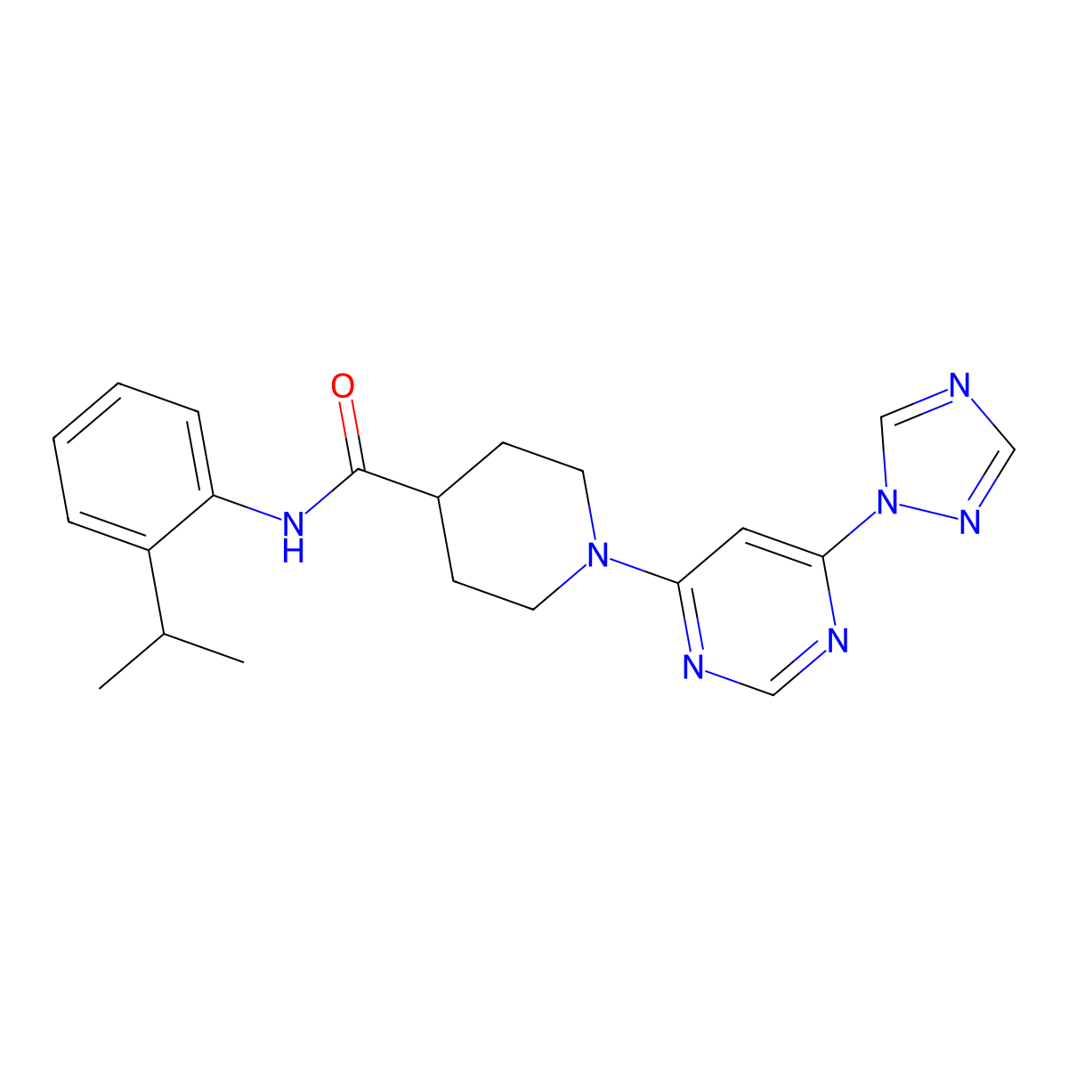 1-(6-(1H-1,2,4-triazol-1-yl)pyrimidin-4-yl)-N-(2-isopropylphenyl)piperidine-4-carboxamide molecular structure, CAS 1797026-01-7