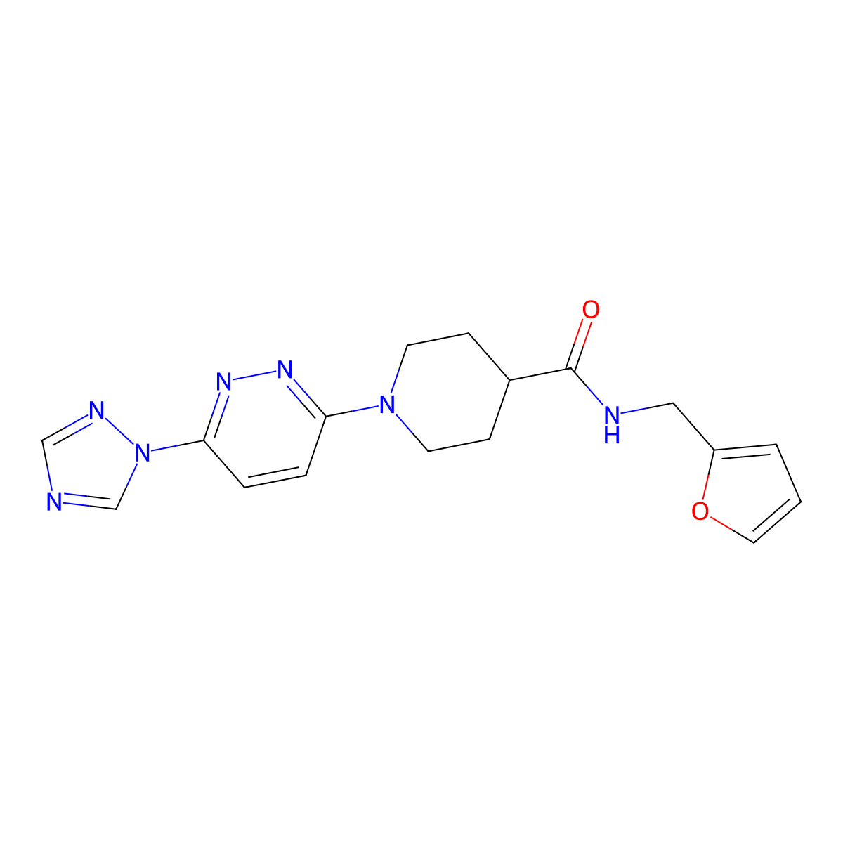 1-(6-(1H-1,2,4-triazol-1-yl)pyridazin-3-yl)-N-(furan-2-ylmethyl)piperidine-4-carboxamide molecular structure, CAS 1797026-44-8
