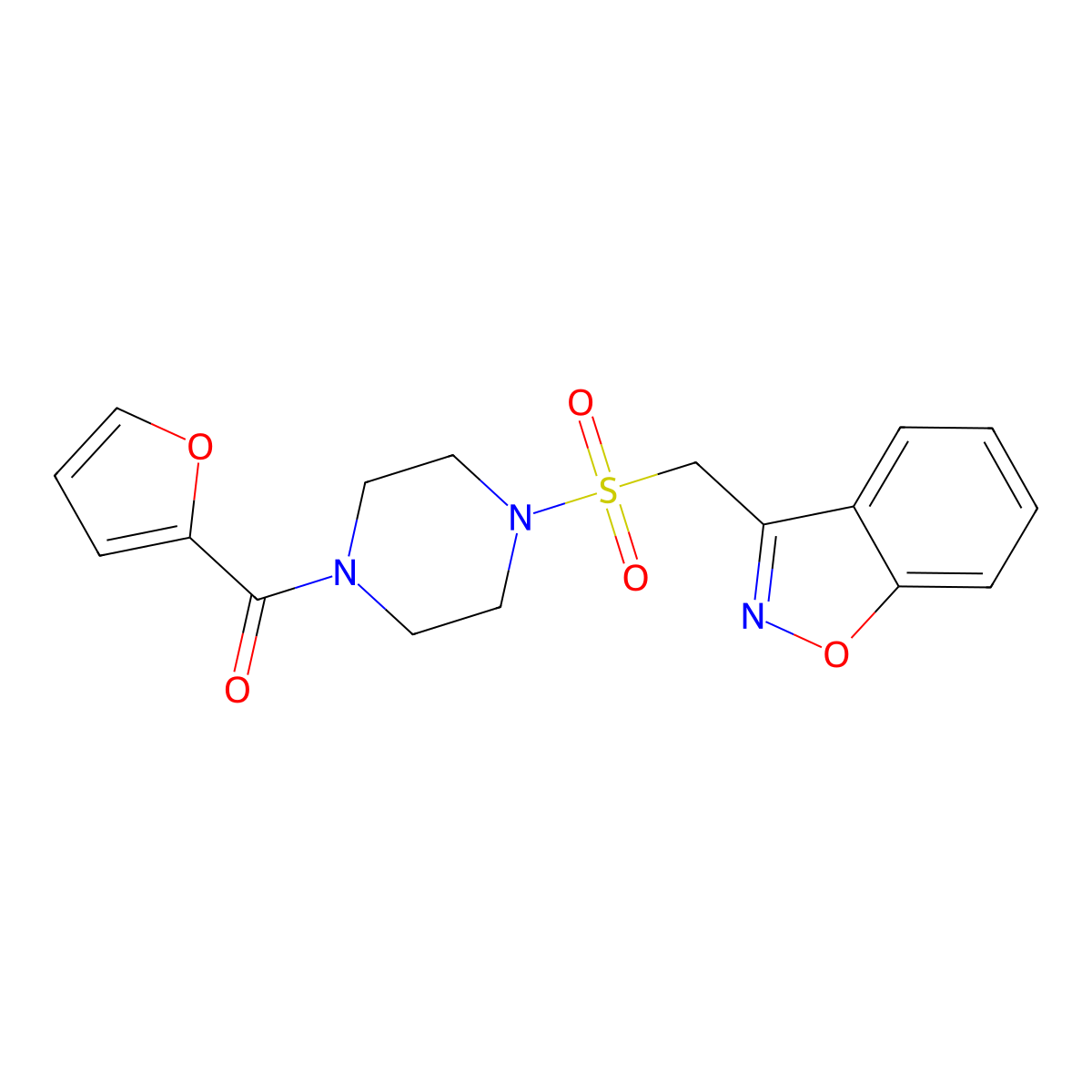 (4-((Benzo[d]isoxazol-3-ylmethyl)sulfonyl)piperazin-1-yl)(furan-2-yl)methanone molecular structure, CAS 1797026-49-3